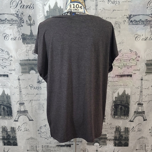 Women's Short Sleeve Gray Top - Picture 2 of 8